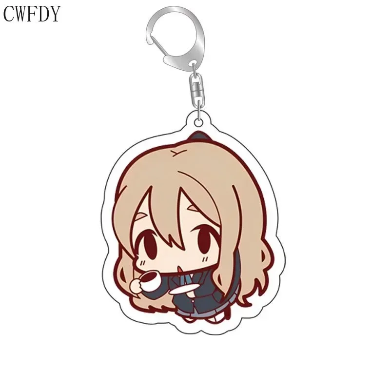 Cute K-ON! Anime Figures Acrylic Keychain Hirasawa Yui Mio Tainaka Ritsu Kotobuki Tsumugi Nakano Azusa chaveiro Charm Accessorie