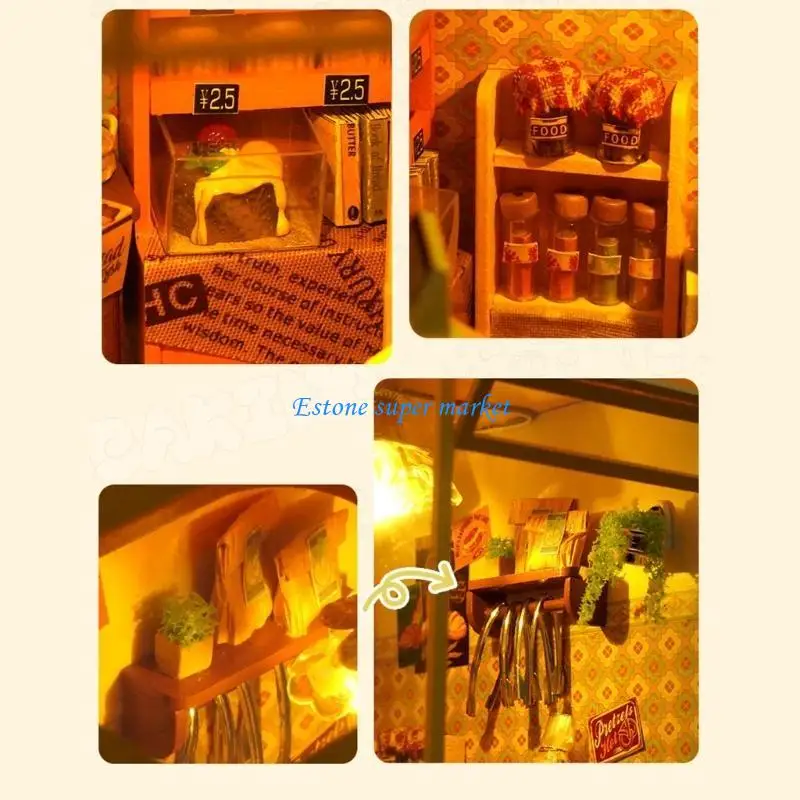 090B 소형 DIY 인형의 집 성인과 어린이를 위한 퍼즐, 조명, 가정 또는 사무실 디스플레이용 장식품 포함