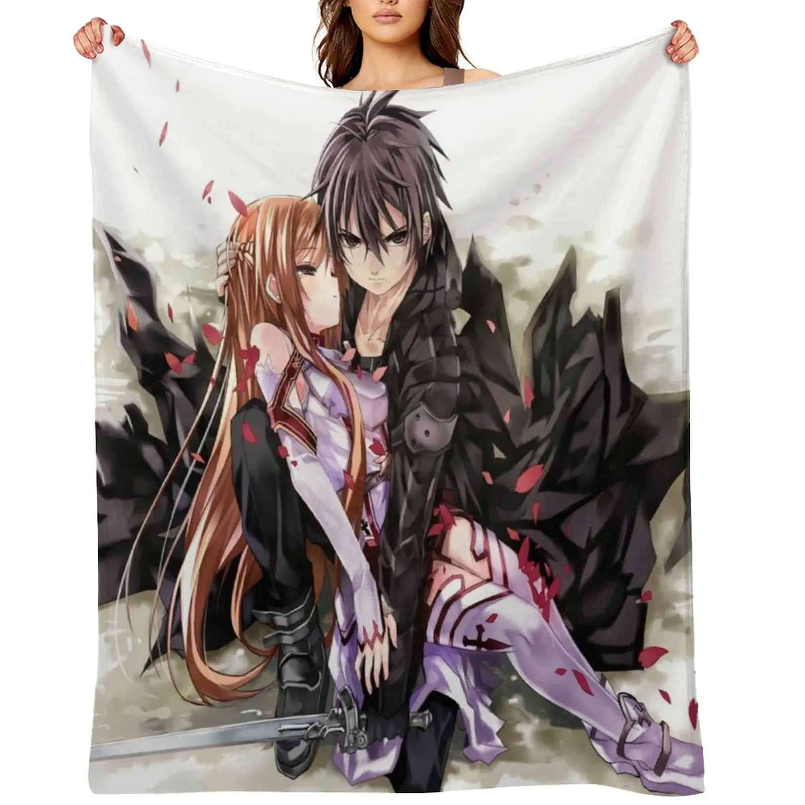 Sword Art Online - kirito and asuna Throw Blanket Single Multi-Purpose Sofa Soft Big Blankets