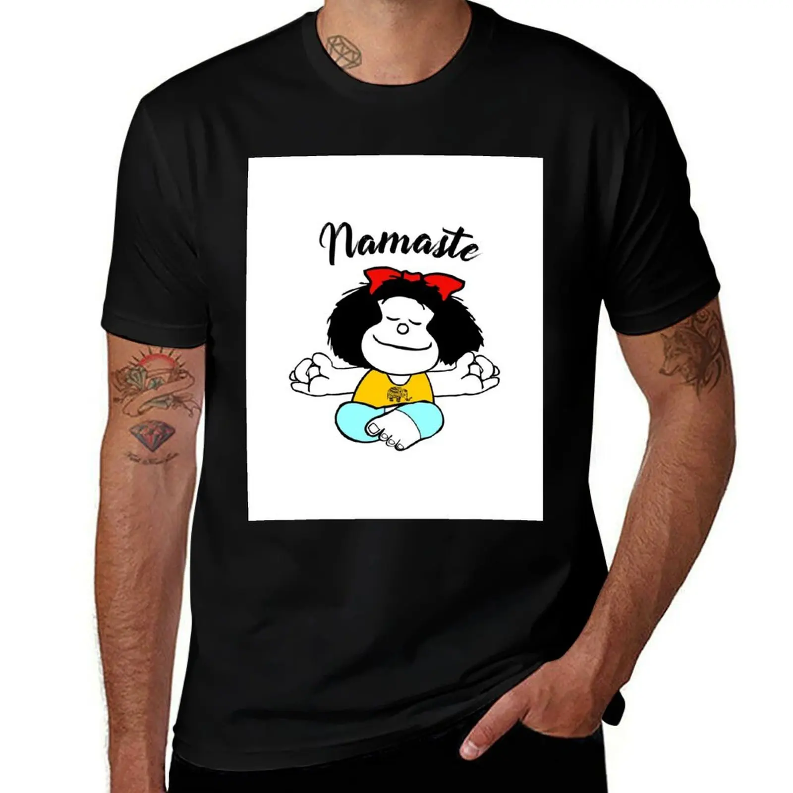 Mafalda Namaste T-Shirt Casual Fashion Print Tee Top T-Shirt