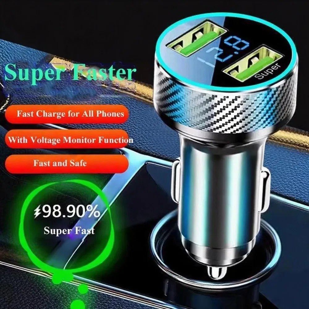 300W USB Car Charger with Voltage Monitor Super Fast Charging Adapter for iPhone 15 Pro Max Samsung OPPO VIVO Huawei Oneplus