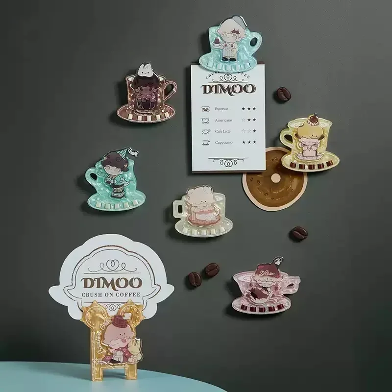 

POP MART подлинная глухая коробка DIMOO CRUSH ON COFFEE Mystery Box-милые магниты на холодильник для домашнего декора