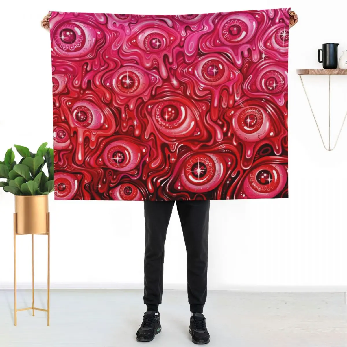 Red Eyeball Pattern Throw Blanket bed plaid Fashion Sofas Vintage Blankets For Sofas Personalized Gift Giant Sofa Blankets
