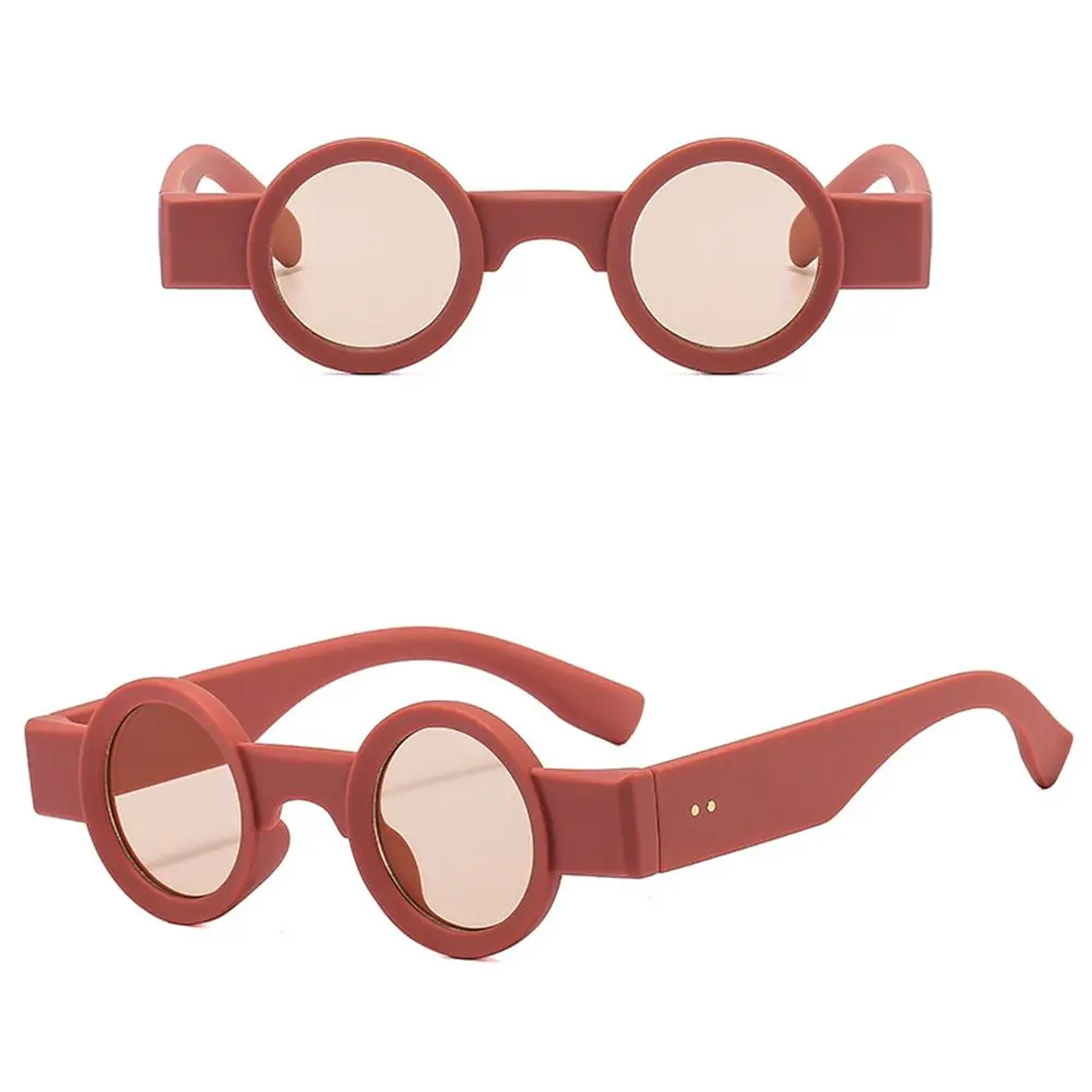 Óculos de Sol Punk com Lentes Transparentes para Mulheres e Homens, Óculos Redondos Pequenos com Rebites