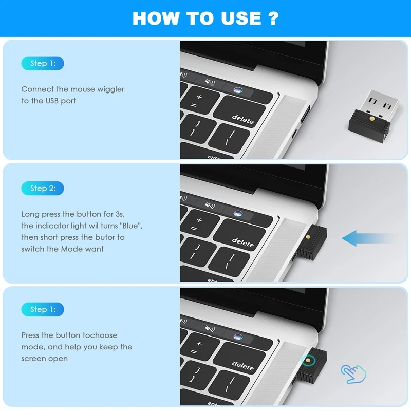 Usb Muis Jiggler, Automatische Computer Muis Mover Jiggler, Houdt Computer Wakker, Simuleer Muis Beweging