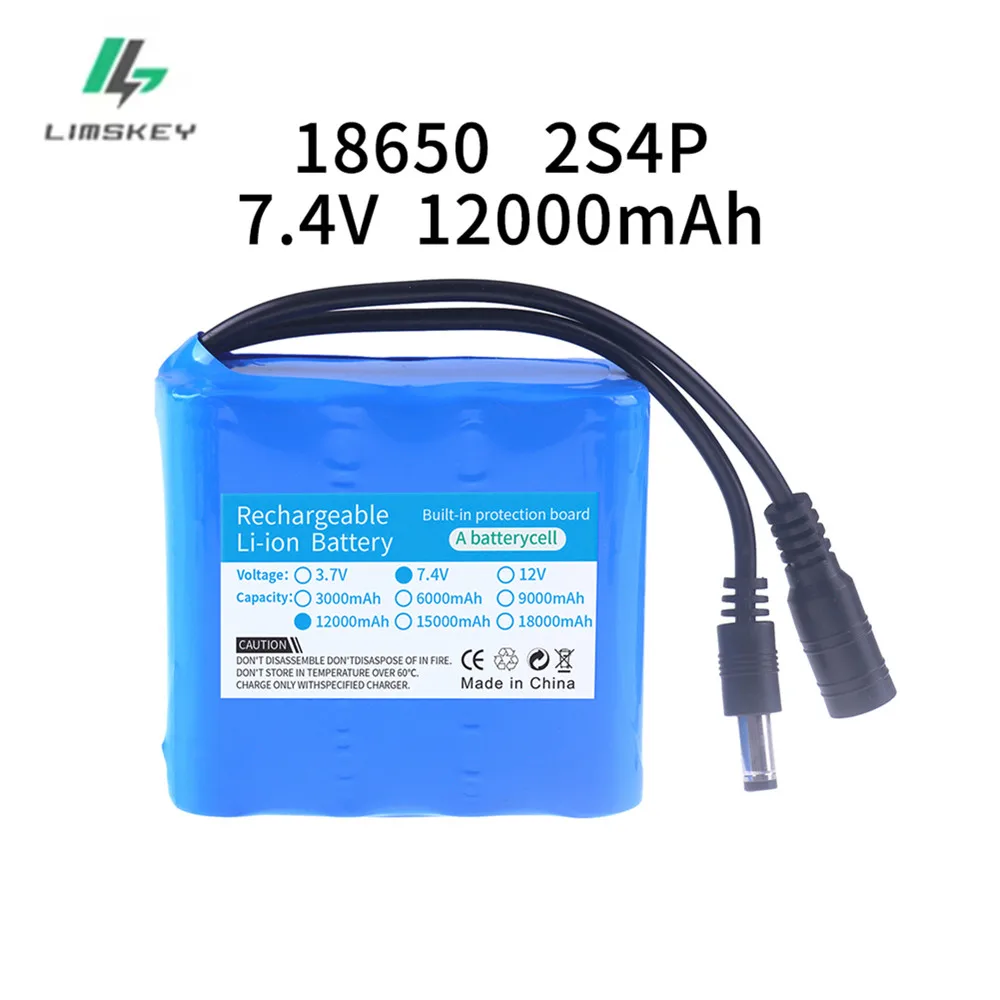 7.4V 12000mAh 18650 Lipo Battery For T188 T888 2011-5 V007 C18 H18 Remote Control RC Fishing Bait Boat Spare Battery Parts
