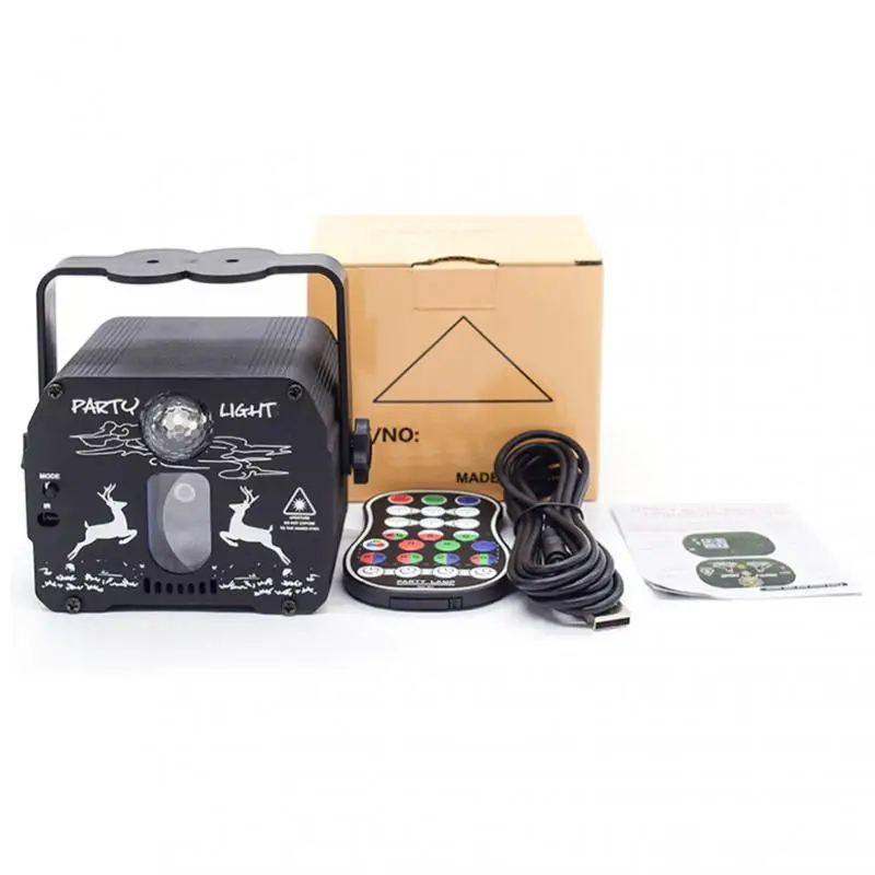 Proyector de aluminio portátil con Control remoto de sonido, productos inteligentes brillantes, Mini luz de discoteca Rgb, luces láser, control remoto Ir