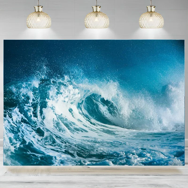 Big Ocean Waves Photography Backdrop Tropical Summer  Surfing Water Sport Background Surfing Birthday Party Decoration Banner