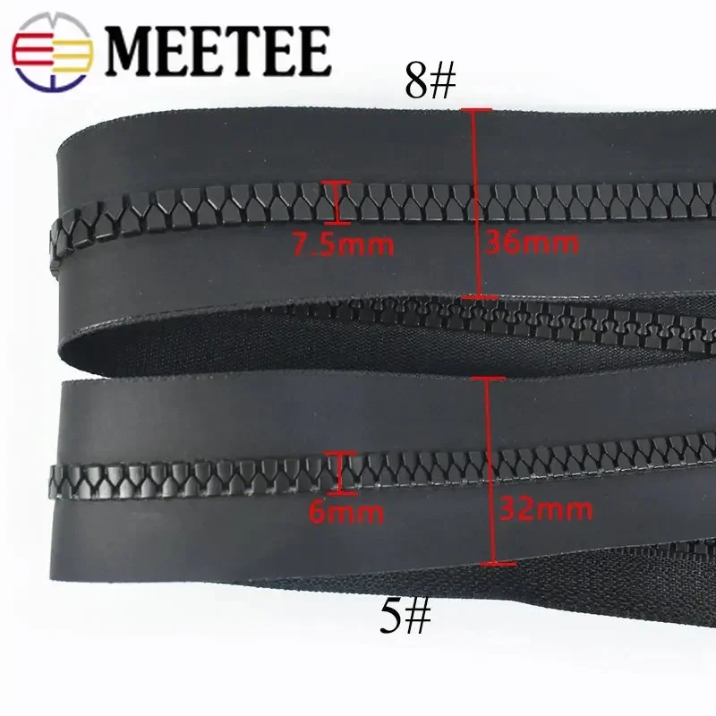 2/4M 5 #8 # cerniere in resina impermeabile O Ring Zipper Slider Bag decorazione chiusure per cucire Zip Tape tenda stivali PVC Zips Kit di riparazione