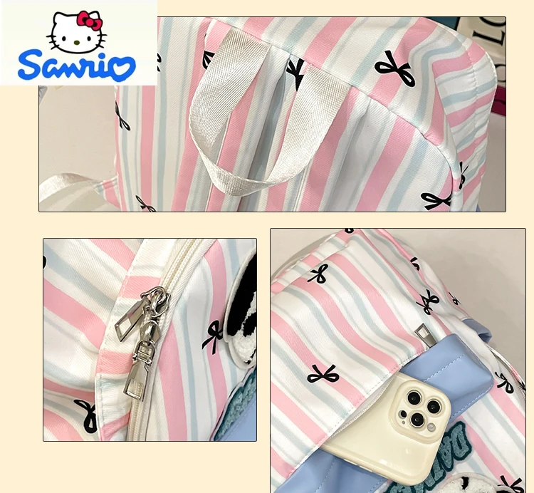 Sanrio High Quality Nylon Large Capacity Backpack Student Cartoon Hello Kitty Anime Cute Lightweight Weight Reducing Backpack