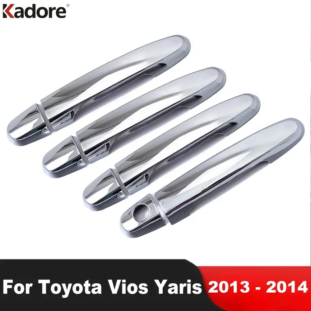 Door Handle Cover Trim For Toyota Vios Yaris Sedan 2013 2014 Chrome Car Side Door Handles Cartch Molding Overlay Accessories