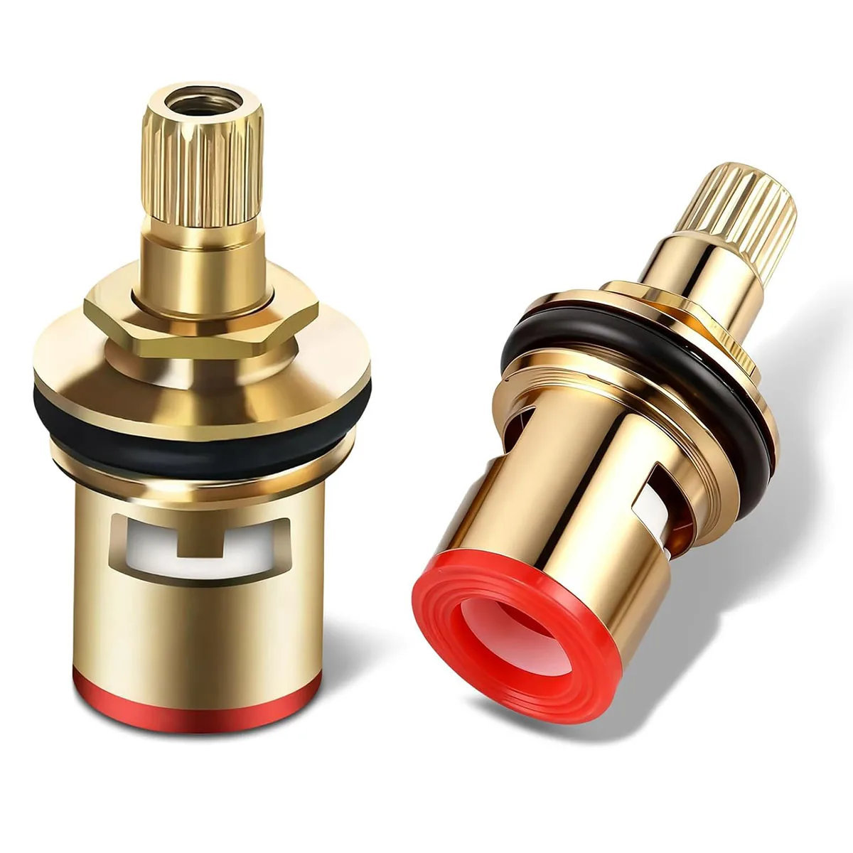 2 unidades de cartucho de válvula de grifo, de latón con disco cerámico, de cuarto de vuelta, G1/2" x 8mm, para reemplazo en grifos de baño y cocina