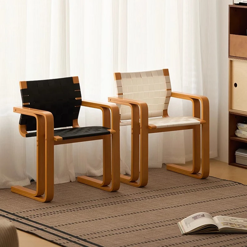 

Retro Designer Dining Chair with Solid Wood Armrests and A Comfortable Backrest Ideal for Makeup and Coffee Kitchen Chair