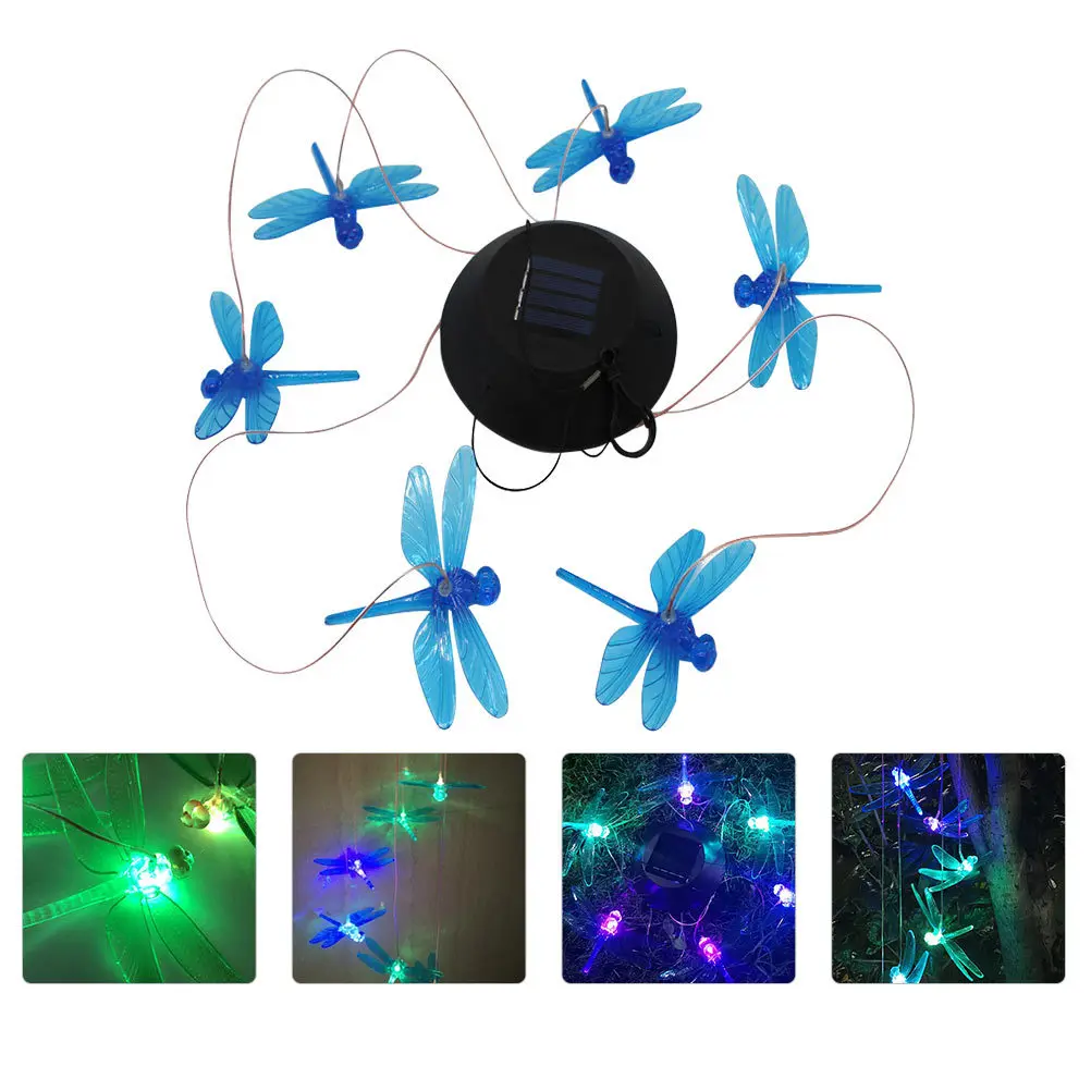 

1Pcs Solar Dragonfly Wind Bell Light Outdoor Garden Hanging Lamp Color Changing Solar Wind Chime Garden Hanging Lamp