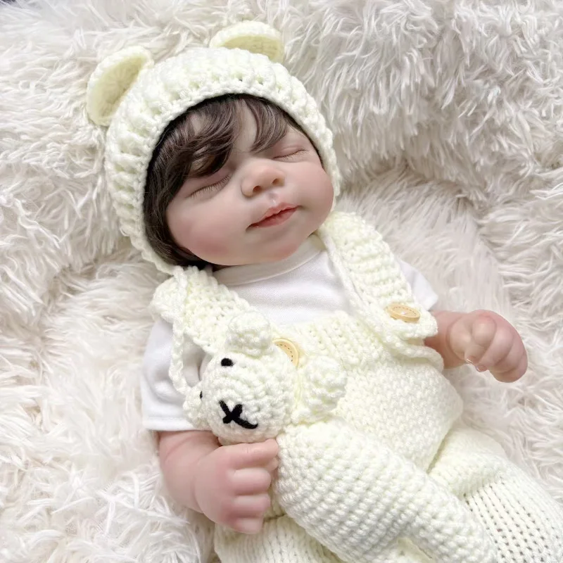 パスカル 19インチ スリーピング フルビニールボディ リボーンドール 本物そっくりの新生児 多層塗装 3Dスキン 手植えの髪