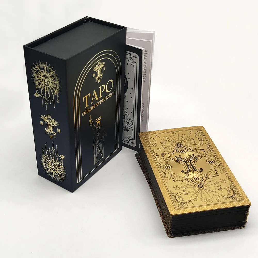 Exquisite Goldfolie Tarot wasserdichte Wahrsagerei Karten astro logische Brettspiele mit Broschüre in ukrainischer Sprache – Detail 4