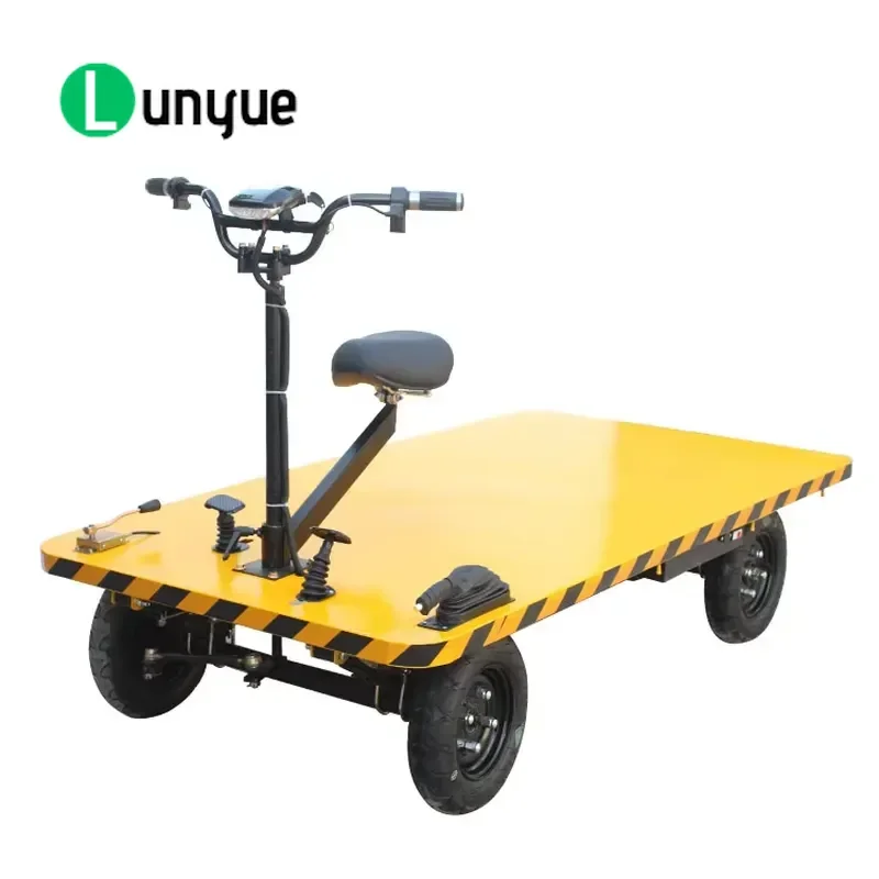 Electric Platform Trolley 4 Wheels Mini Cargo Trailer Mover for Industrial Warehouse Heavy Duty Moving Cart