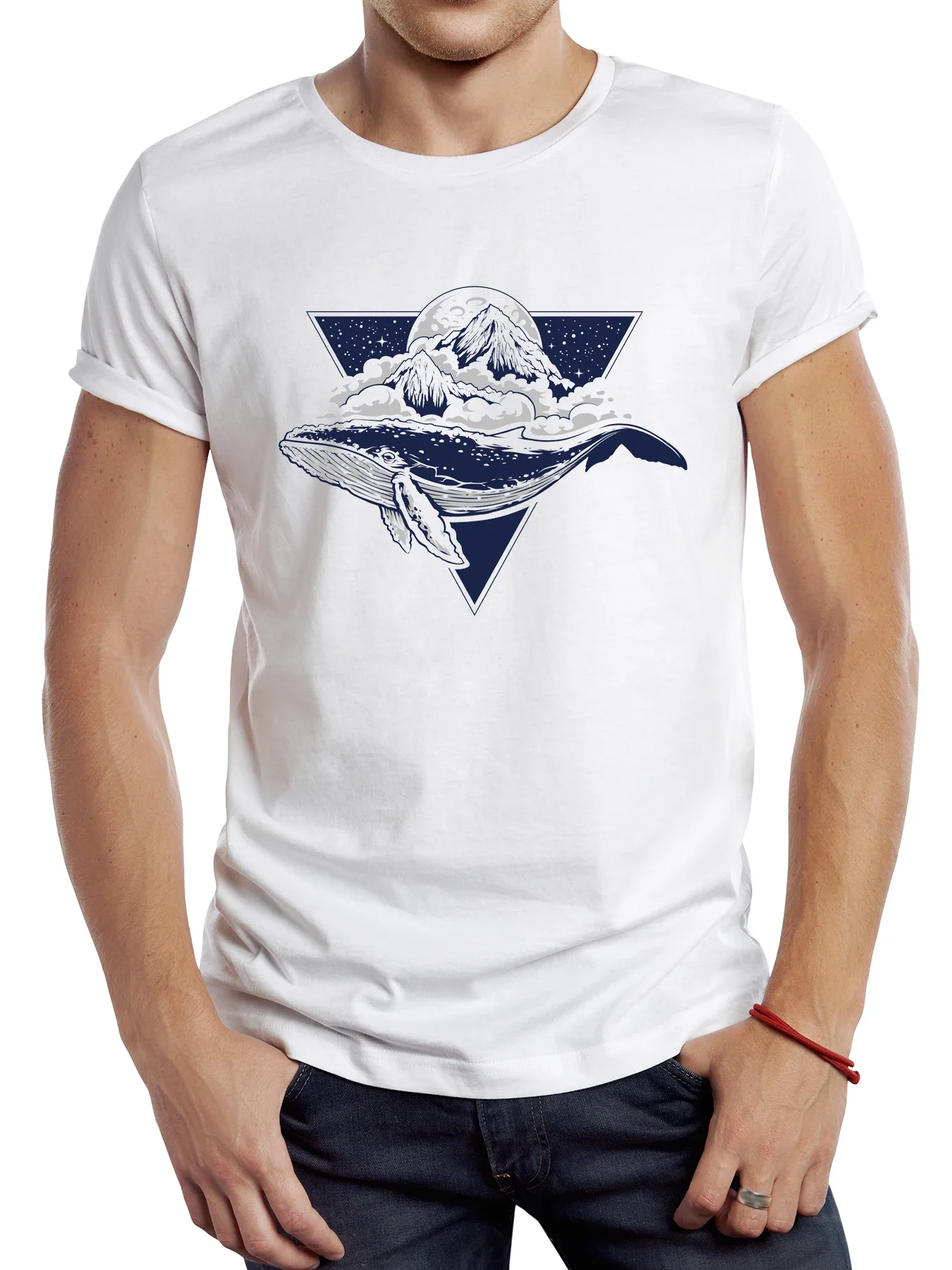 TEEHUB-T-shirt rétro vintage pour homme, animal marin, baleine, requin, art vectoriel, hipster