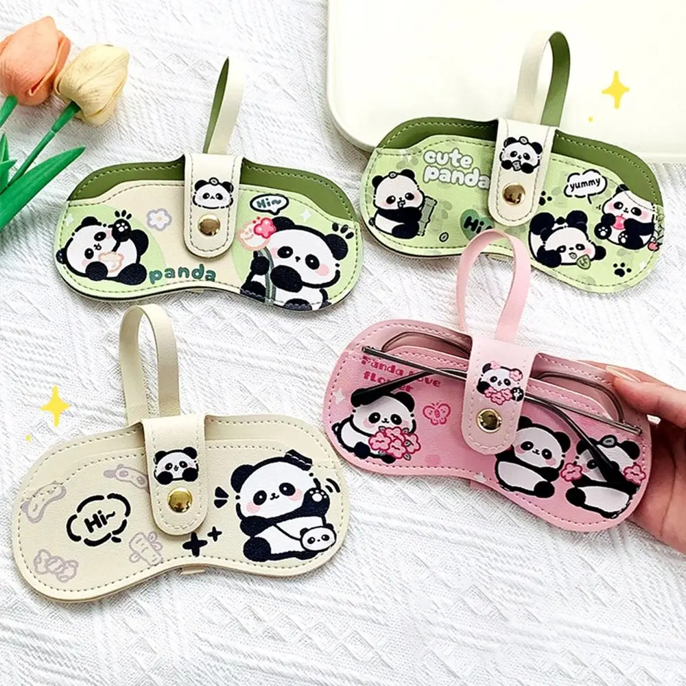 การ์ตูน PU การ์ตูน PANDA แว่นตากระเป๋าหัวเข็มขัดแบบพกพาแว่นตาแว่นตากันแดดกระเป๋าแว่นตาแขวนกระเป๋ากรอบแว่นตา