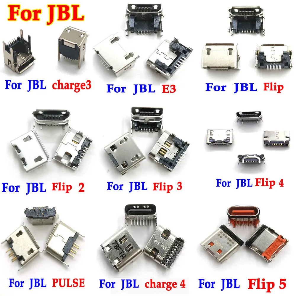 1-10PCS For JBL Charge 3 4 E3 Flip 2 3 4 PULSE Bluetooth Speaker USB Connector Micro TYPE-C Charging Port Socket Power Plug Dock