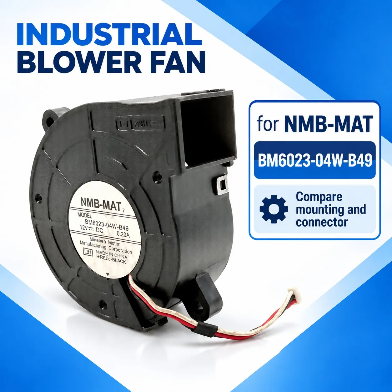 BM6023-04W-B49 Cooling Fan 60x60x20mm 6020 DC 12V 0.20A for NMB-MAT