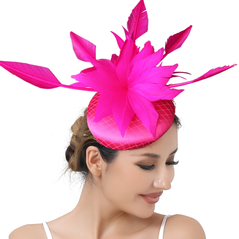 Elegante Braut Feder Blumen Fascinator Kopfbedeckung Mode Damen Hochzeit Party Abendessen Haarschmuck Schöne Braut Stirnband – Detail 5