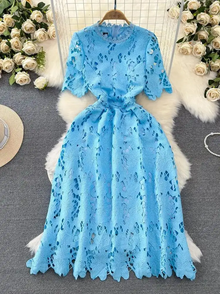 slim fit dress slacks Blue Floral Lace Wedding Dress with Straps and Open Back ET3071 – JoJo  Bridal Shop main image 0