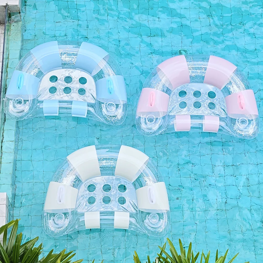 Koreanische Ins Sequin Gestreifte U-förmige Pool-Luftmatratze mit Griff, aufblasbare Wasserliege für Erwachsene, Schwimmliege für Pool und Strand