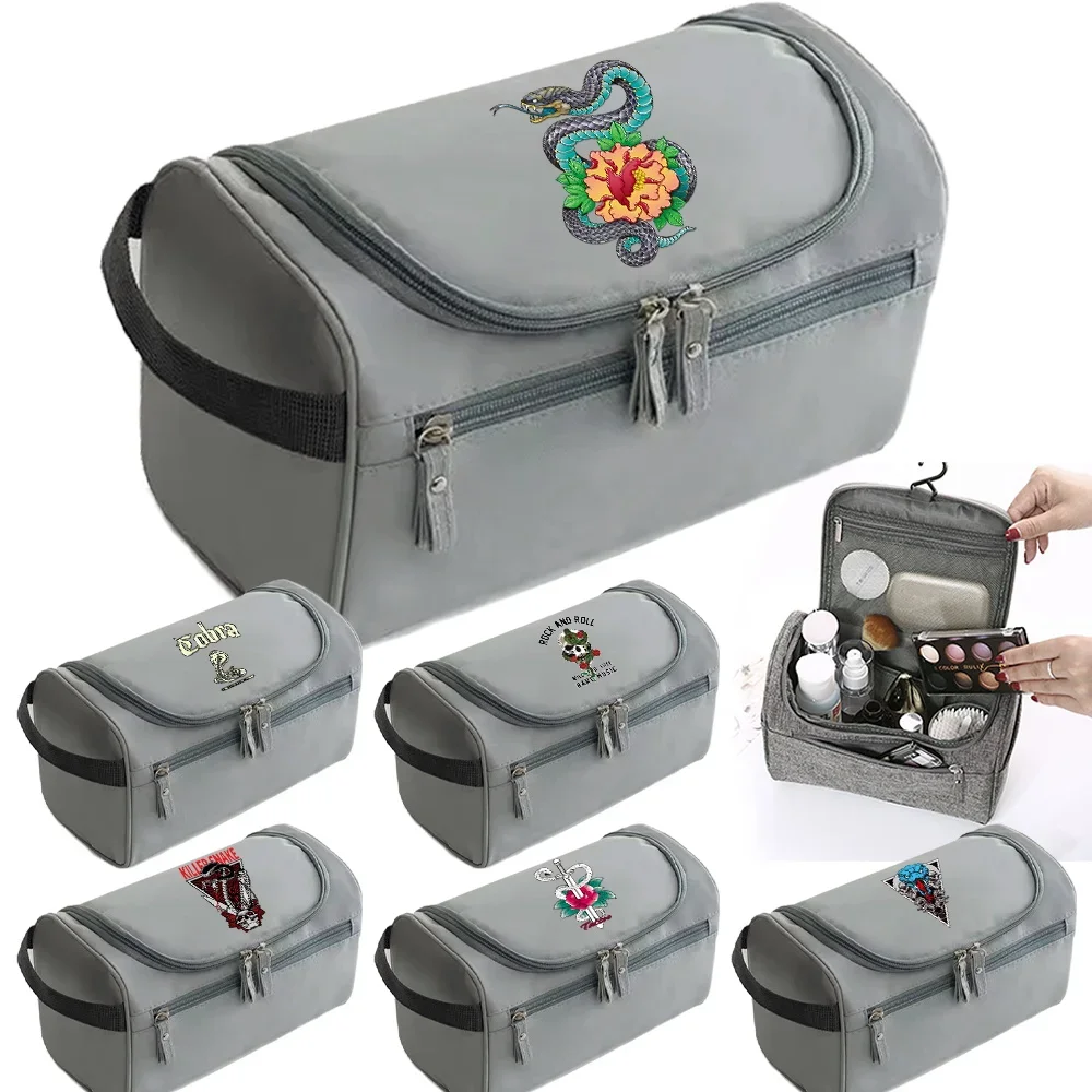 Wash Bag Essential for Travel Portable Toiletry Storage Makeup Cobra Printing Series Reusable Storage Pack with Zipper