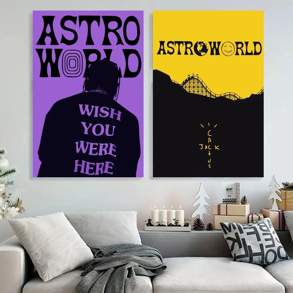 Travis Scott Astroworld Poster DIY Poster Kraft Paper Vintage Poster Wall Art Painting Study Stickers Big Szie Wall Painting