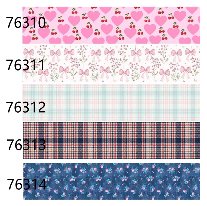 

Flower Plaid Hairbows Printed Grosgrain Ribbon Decoration for Craft Materials DIY Accessories 10yards
