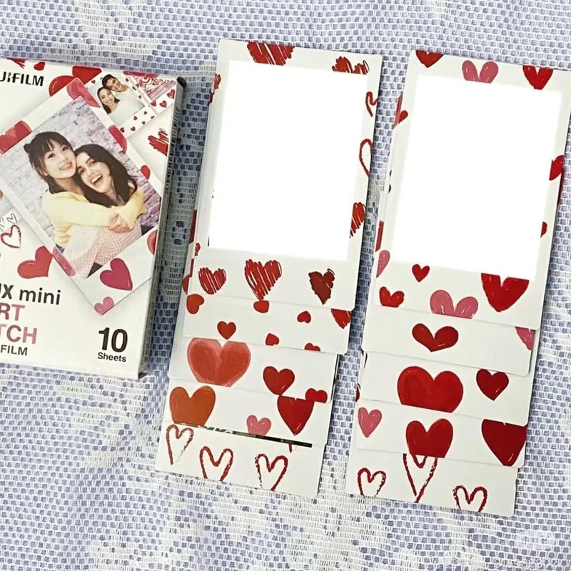 Papier Photo instantané Fujifilm Instax Heart Mini 12 11 9 8, 3 pouces, croquis de Film Fuji pour appareil Photo 70 7s 50s 90 99 25 partage SP-1