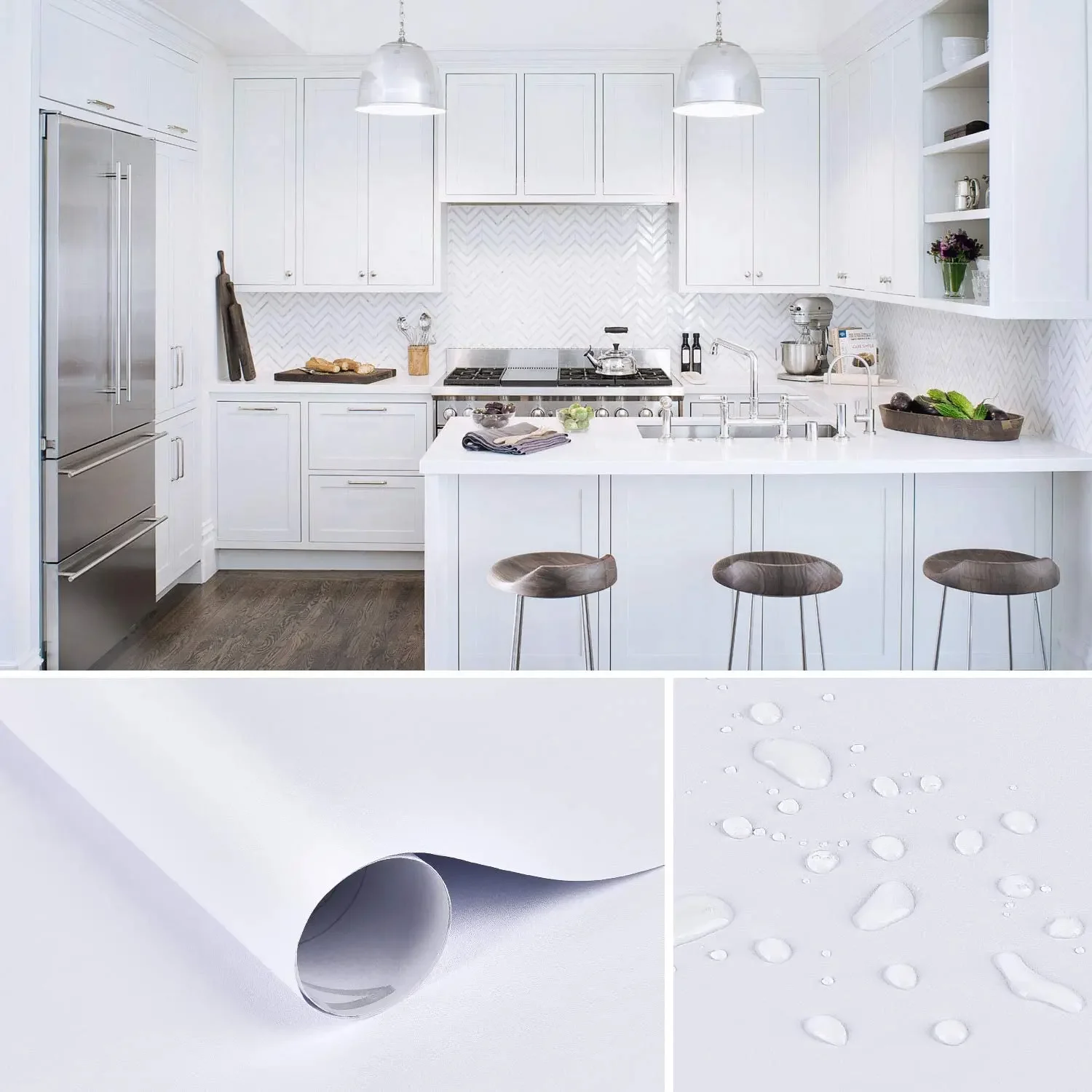 1/3/5m Matte Wallpaper White/Grey/Black Vinyl Self-Adhesive for Wall Shelf Liner Table Door Living Room Contact Paper Wall Decor