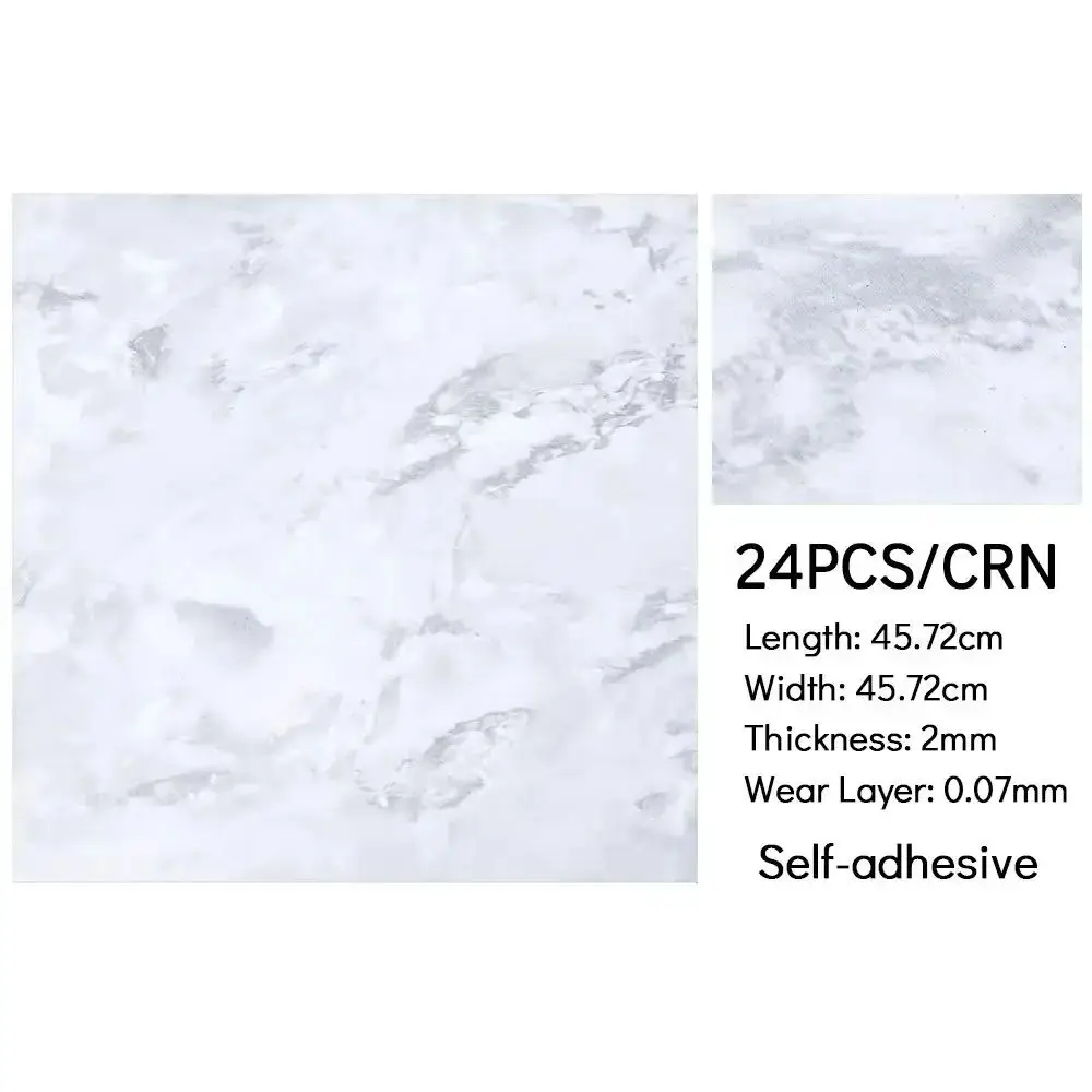 24Pcs Square Self Adhesive Stone Effect Floor Tiles