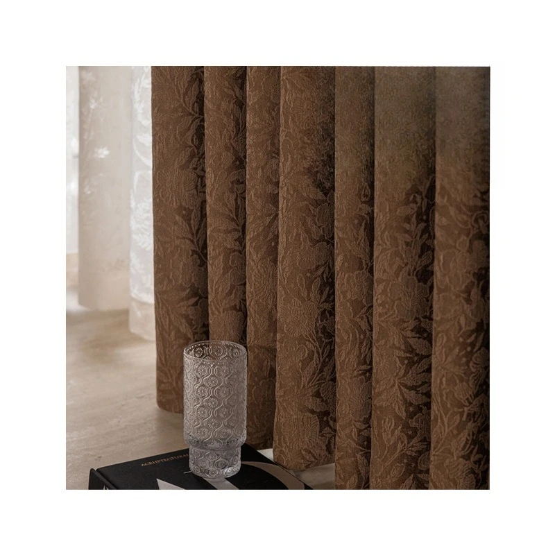 

New relief curtains French thickened chenille woven jacquard light luxury blackout villa bedroom living room curtain cloth