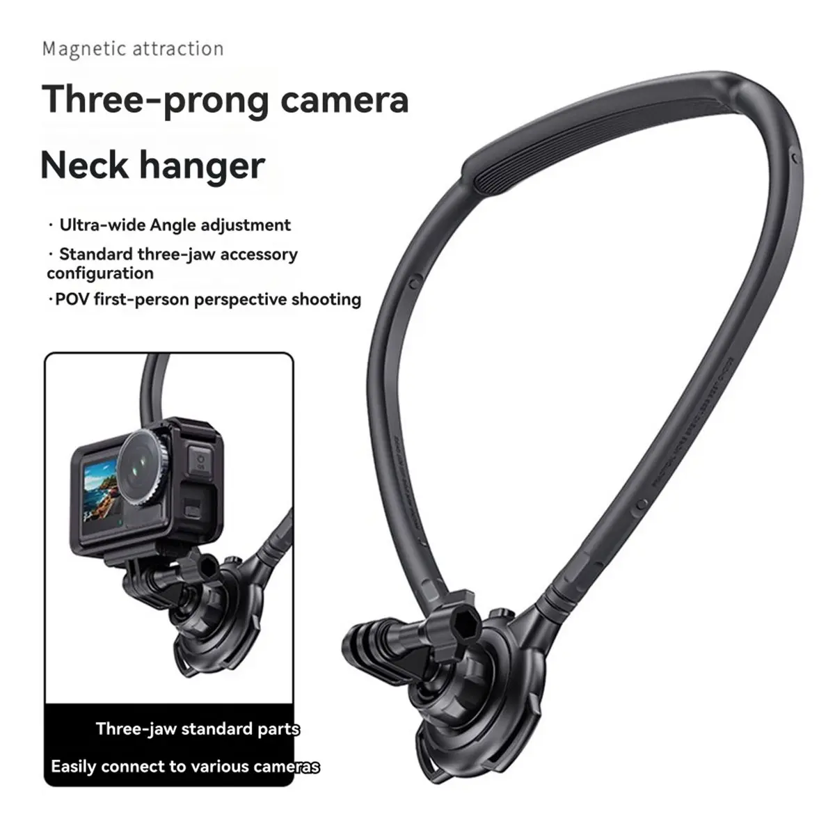 OKgood Action Camera Neck Mount for DJI Action 5 Pro/4/3/GoPro 13/12 Shooting Equipment for First Person Perspective Shooting