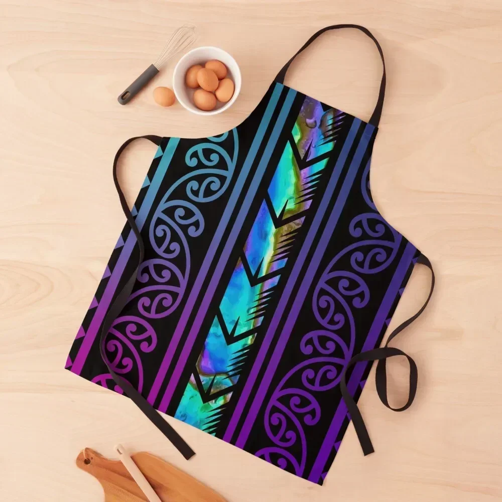 

Purple Māori Design with Inlayed Paua Shell // New Zealand Apron professional hairdresser Chef Uniform Woman Kitchen Apron