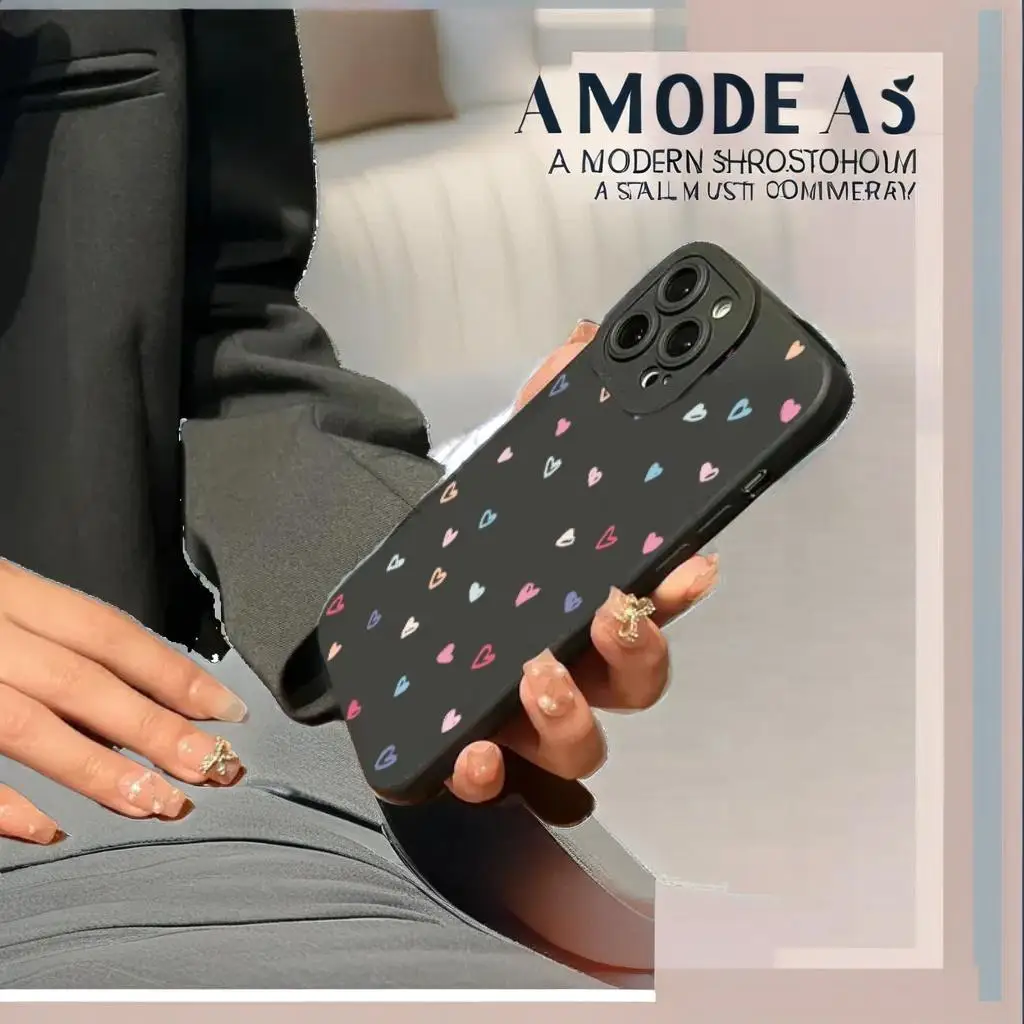 

Colorful Small Love Heart Silicone Soft Phone Case For iPhone 15 16 Pro Max 11 12 13 14 XS XR X SE 7 8 Plus 16E Shockproof Cover