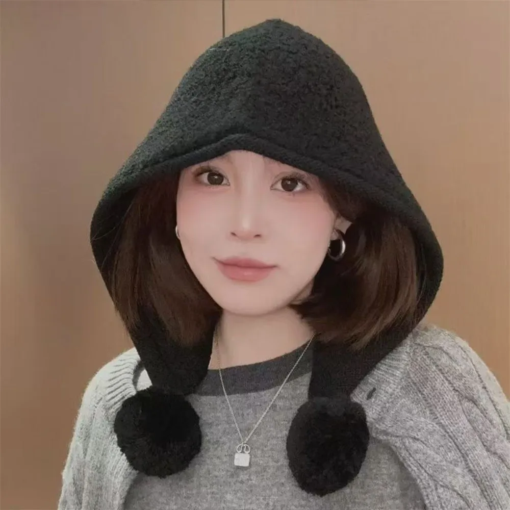 Pom Pom Hat Pom Pom Tie Big Head Circumference Warm Ear Protection Cap Makes The Face Look Smaller Keep Warm