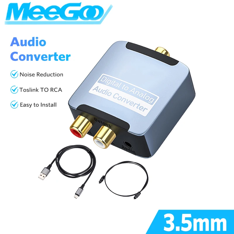 

MeeGoo Digital to Analog Audio Converter Coaxial Optical Toslink Cable RCA or 3.5MM Stereo Audio Adapter Designed for home audio