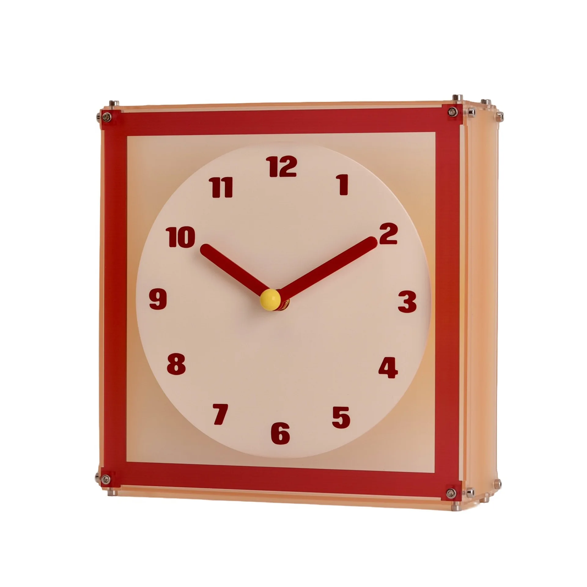 Red square modern style wall-mounted digital clock for decorating the living room on the wall view 5