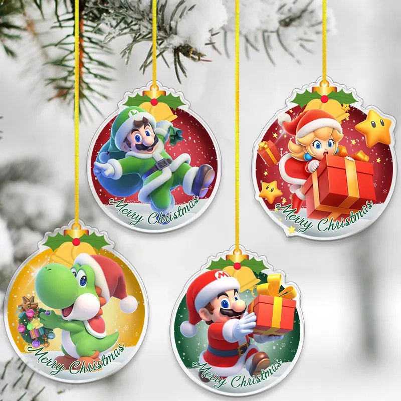 8 سنتيمتر الاكريليك قلادة الديكور لسوبر ماريو بروس شجرة عيد الميلاد شنقا الديكور اكسسوارات أنيمي الأميرة الخوخ هدية #1