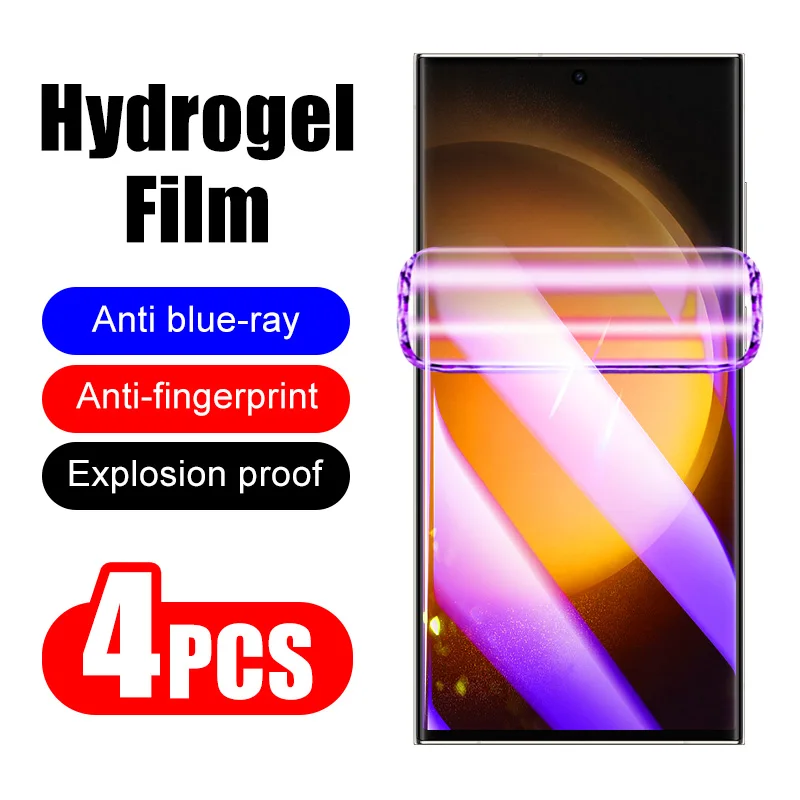 4Pcs Hydrogel Film For Samsung Anti Blue Light S8/S9/S10 5G/S10/S20 FE/S21+/S22/S23+/S23 FE/S23 Ultra  Plus Soft Full Cover Soft