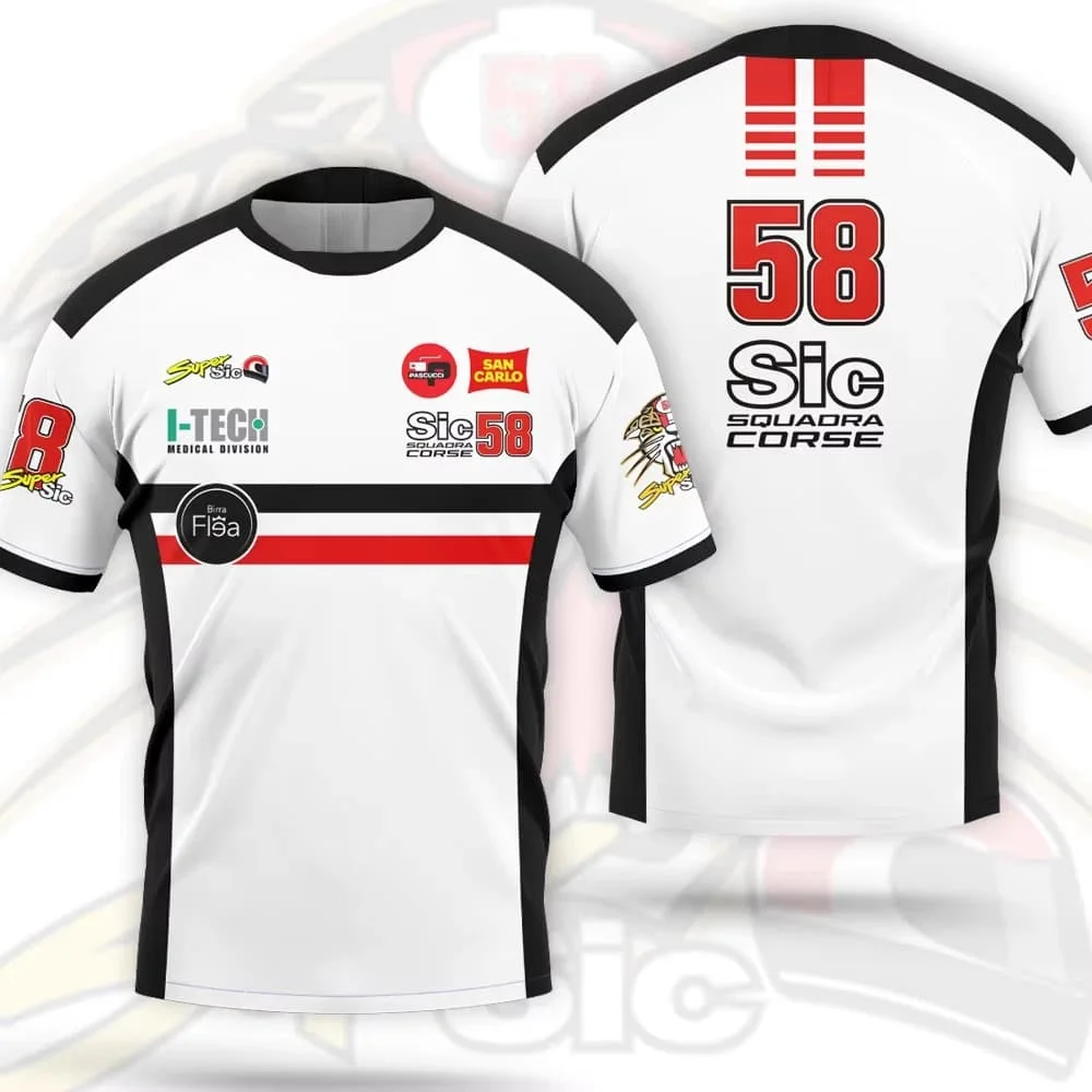 Marco Simoncelli Super Sic #58 MotoGP Racing Team Short Sleeve Parent Kids Motorcycle Fan Casual SportsT Shirts Family Matching