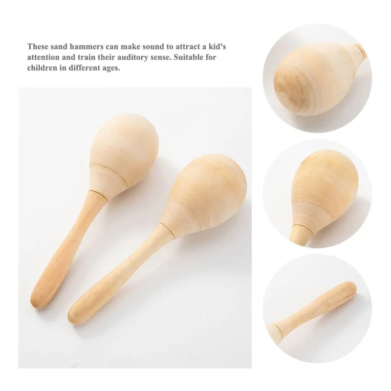 BABQ 10Pcs Maracas Hand Percussion Rattles DIY Wood Maracas with Crisp Blow Sound for Music Party Favors
