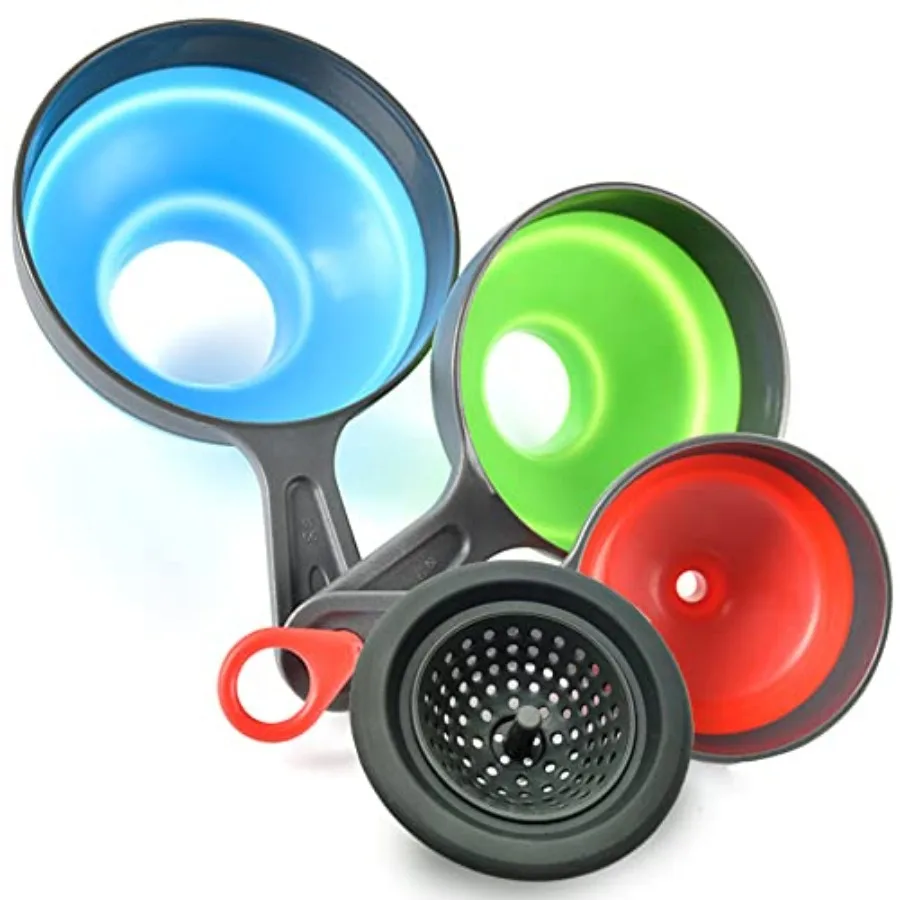 Delove Canning Funnel with Strainer - Wide Mouth Food Funnels for Kitchen Use - Mason Jars Canning Supplies Kit Tools - Funnels