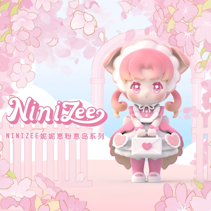 Ninizee rosa Liebes insel Kirschblüten Serie Blind box süßes Modell Caja Ciega Überraschung sbox Spielzeug Geschenk Weihnachts spielzeug Anime Figur