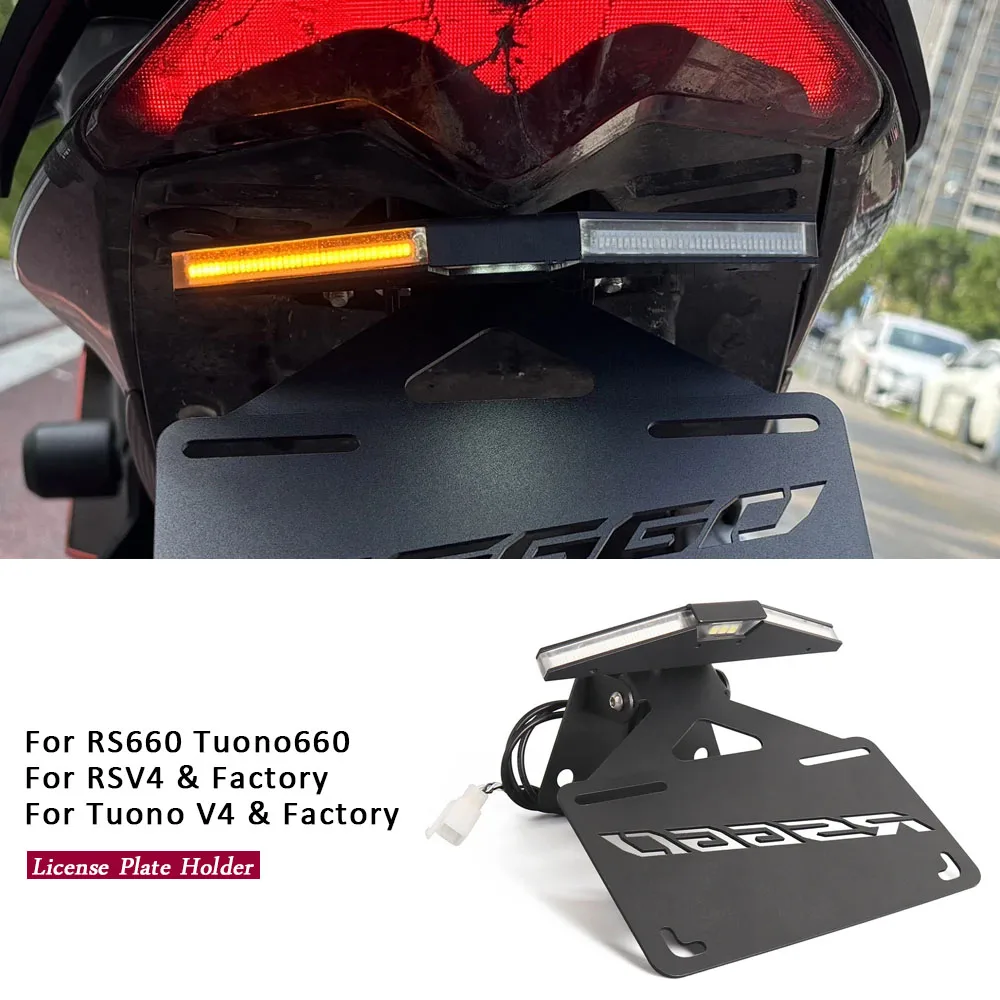 

Foldable License Plate Holder For Aprilia RS660 Tuono 660 V4 RSV4 1100 Factory Motorcycle Tail Tidy Fender Eliminator LED Light