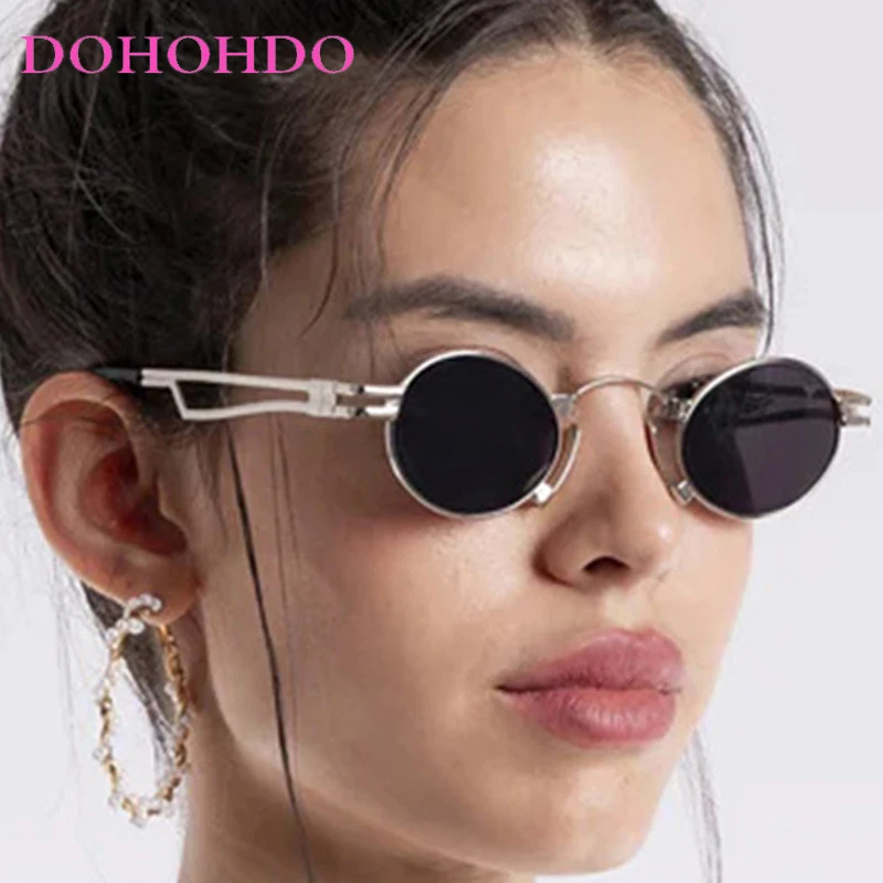 

2025 Vintage Small Oval Metal Frame Women's Sunglasses Trendy Steampunk Men Sunglass Driving Traveling Eyewear UV400 Lentes Очки
