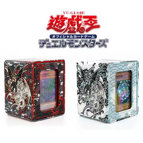Yugioh Red-Eyes Black Dragon Blue-Eyes White Dragon Deck Box Yu-Gi-Oh! OCG PTCG Trading Cards Pu Leather Collection Box 100+